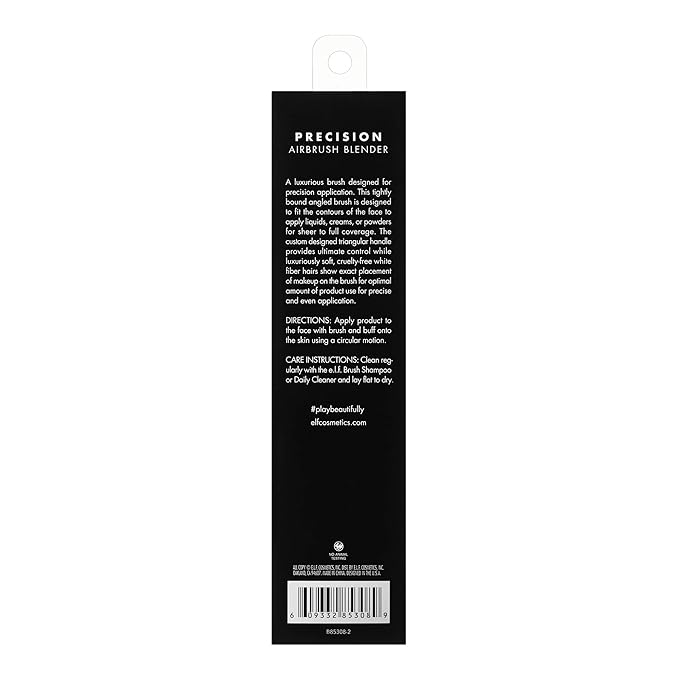 e.l.f. Precision Airbrush Blender, Angled Makeup Brush For Applying Liquids, Creams Or Powders, Creates Sheer Or Full Coverage, Vegan & Cruelty-Free