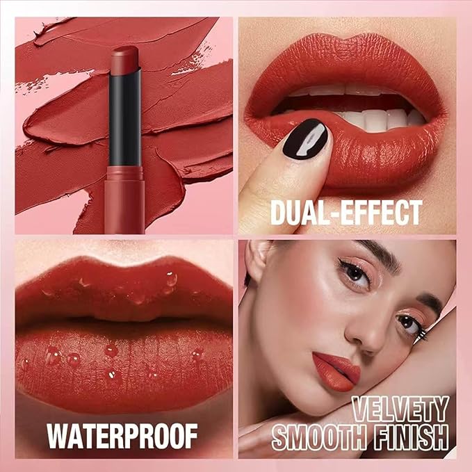 Matte Nude Red Lipstick For Women Highly Pigmented Lip stick Hypoallergenic Waterproof Long Lasting Lipsticks Quick Makeup Lightweight Portable # 01