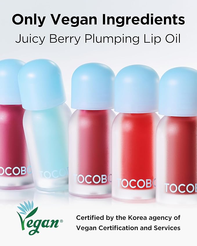 TOCOBO Juicy Berry Plumping Lip Oil 05 Rosy Girl – Korean Vegan Hydrating Lip Oil with Plant Oils for High Shine Gloss - Non Sticky Formula for All Skin Tones, 0.12 fl.oz.