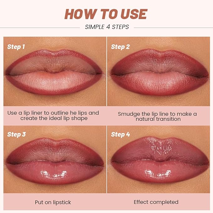 Erinde 2pcs Lip Liner and Lipstick Combo Set, Matte Lipliner Pencil & Hydrating Lip Gloss Makeup Kits for Women, Waterproof, Long Lasting, Highly Pigmented, Nude Brown Natural Lipstick, 02