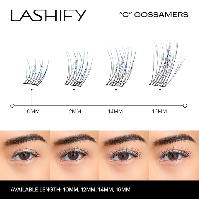 Lashify Curl 12mm Gossamer Eyelash Extensions Refill in Ombre Blue, Easy DIY False Lashes for a Natural Look