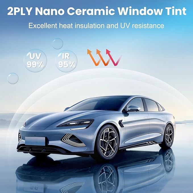 Car Window Tint 35% VLT 36" in x 100'Ft Nano Ceramic Window Tint Roll, 2 Ply Automotive Window Tint Privacy Film for Car Sun Protection, UV & Heat Blocking and Scratch Resistant