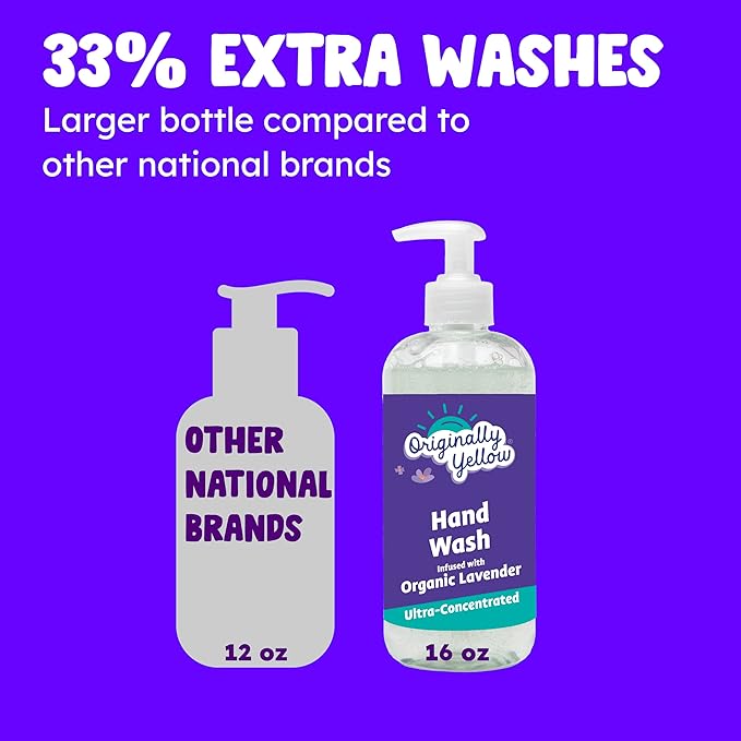 Originally Yellow Plant-Based Hand Soap All Natural Infused with Organic Lavender | Gentle Natural Hand Soap | Pet & Baby-Safe Soap, 16 Fl Oz (3-Pack)
