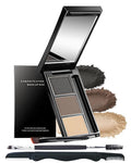 Eyebrow Powder Makeup Kit-3 Colors Eye Brow Powder Palette Long-Lasting Waterproof, Grey Brown Series Brow Filler, Fill & Sculpt Full Eyebrows for Women, With Mirror, Brow Brush & Razor-Set 03