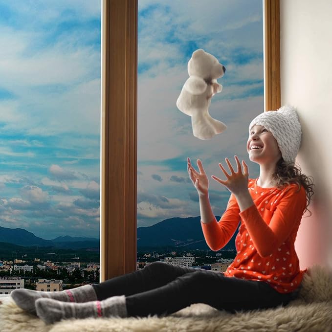 Volcanics One Way Window Privacy Film with Installation Tools, Sun Blocking Window Tinting Film for Home Heat Control Mirror Tint Film Static Cling 35.4 x 78.7 Inches, Silver