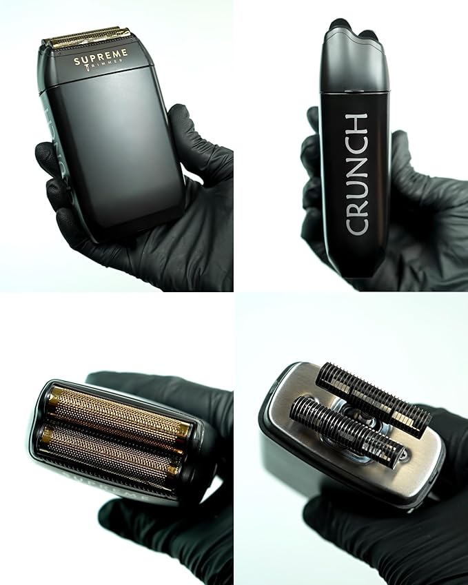 Supreme Trimmer Crunch STF602 – Waterproof Double Foil Shaver for Men | 150 Min Runtime, Wet/Dry Cordless & Corded Electric Razor | Hypoallergenic Foils for Face, Head & Stubble