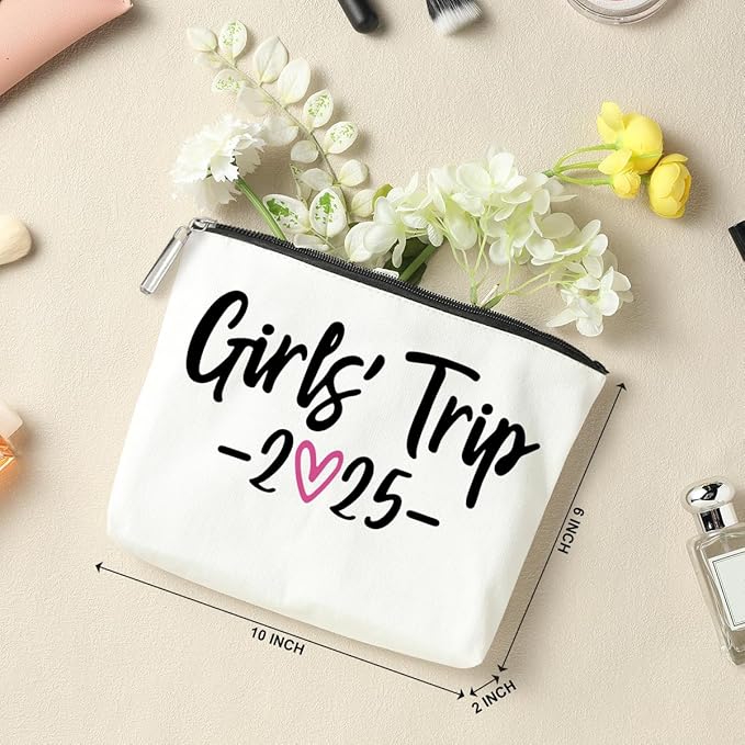 2 PCS Girls Trip Gifts Favors 2025 Girls Weekend Gifts for Women Bestie Gifts Friend Gifts Girls Trip Favors for Sister Her Work Bestie Friendship Holiday Vacation Makeup Bag Weekend Bags for Women