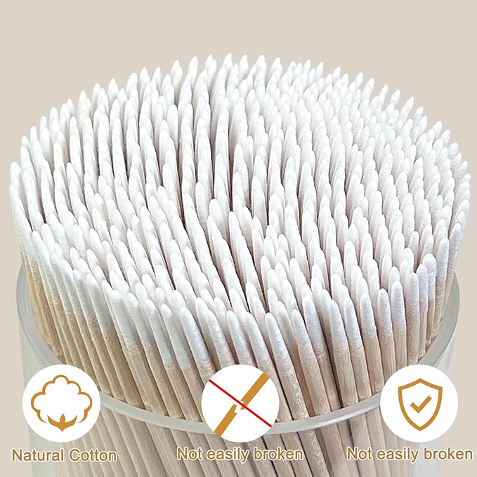 600 Pcs Pointed Cotton Swabs – 4-Inch Double-Sided Microblading Cotton Swab with Wooden Sticks for Makeup Application, Nail Care, and Tight Space – Soft, Lint-Free, Disposable Tattoo and Craft Tools