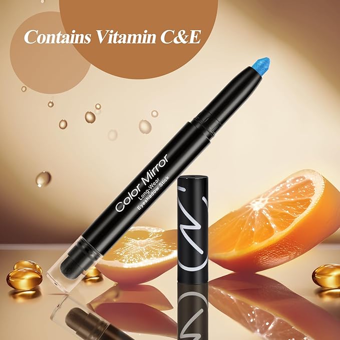 Longwear Cream Eye Shadow Sticks(62 Sapphire Shimmer), Smudge-Proof, Waterproof Eyeshadow,Silky Formula Glitter With Makeup Brush,Sapphire Blue