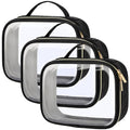 PACKISM TSA Approved Toiletry Bag, 3 Pack Clear Makeup Bags with Handle Large Opening, Clear Toiletry Bags Fit Carry-on Travel Essentials, Quart-sized Travel Bags for Toiletries, Black