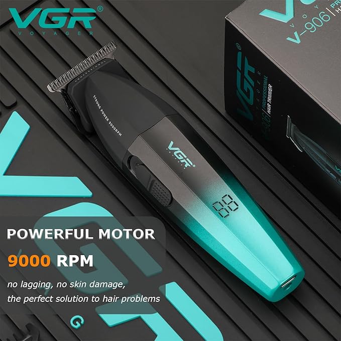 VGR 906 Fresh Fade Professional Hair Trimmer, 9000rpm Zero Gapped Beard Trimmer for Men, DLC T-Blade Cordless Hair Clipper for Barbers and USB Rechargeable, Gold
