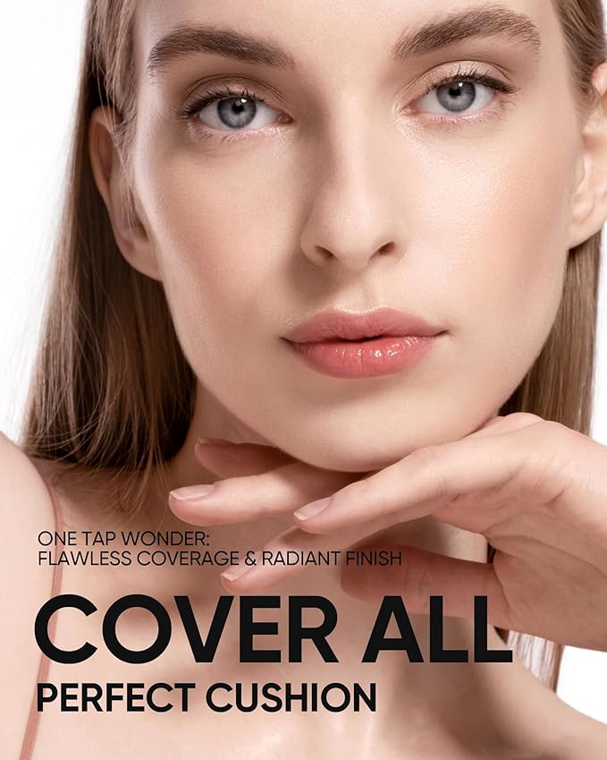 Full Coverage Cushion Foundation, Weightless, Skin Fit, Satin Glow Finish, Oil-Control Waterproof Foundation, Sweatproof Flawless BB Cream CC Korean Makeup,Tattoo Cover Up, Buildable(#02 Ivory)
