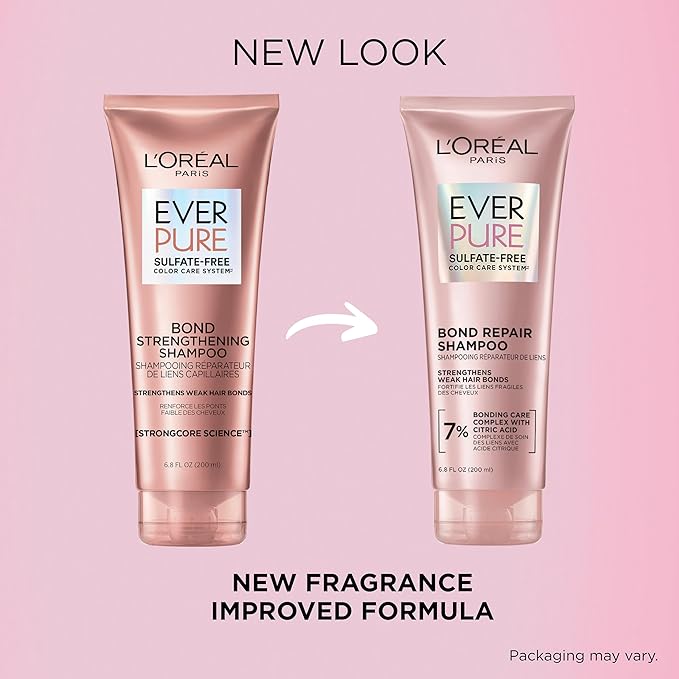 L'Oreal Paris EverPure Sulfate-Free Vegan Hair Care Kit - Shampoo and Conditioner to Strengthen and Repair Hair Bonds (Packaging May Vary)