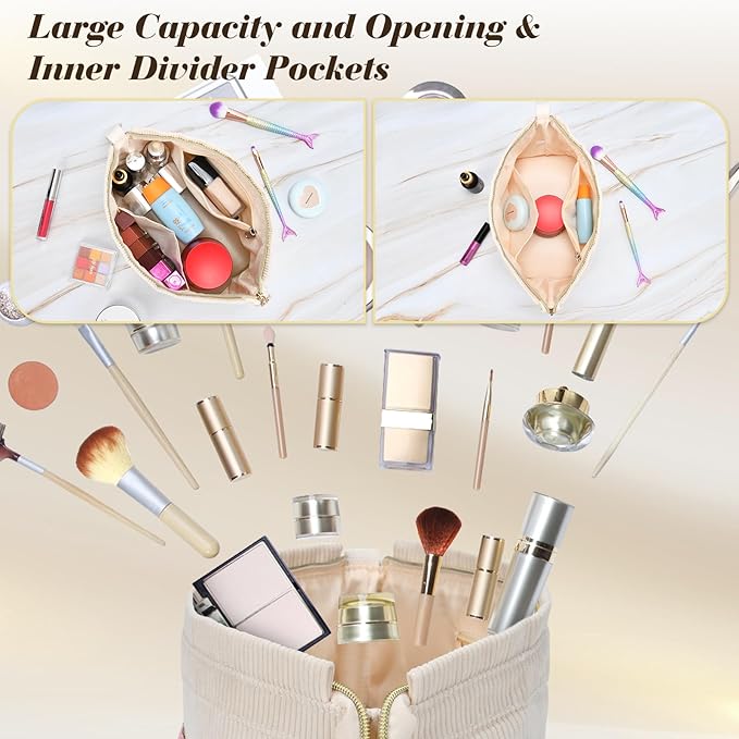 Makeup Bag for Girls Gift, Personalized Christmas Gifts Initial Women Makeup Bag for Travel, Double Layer Cosmetic Bag with Brush Organizer Preppy Make up Bag for Teen Girl Trendy - MRS