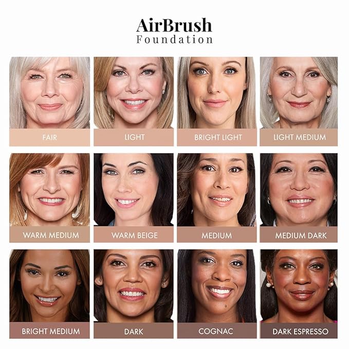 MagicMinerals AirBrush Foundation Set by Jerome Alexander – 3pc Set Includes Primer, Foundation and Kabuki Brush - Spray Makeup with Anti-aging Ingredients for Smooth Radiant Skin (Warm Medium)