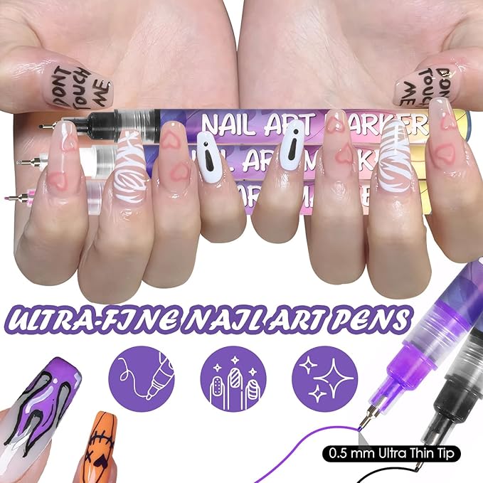 12 Color Nail Art Pens for Painting Nails, 2026 New Nail Art Markers for Gel Nails, DIY Nail Art Marker Drawing Painting Liner Pen for Home Salon Quickly Dry Nail Art (1 Pack)