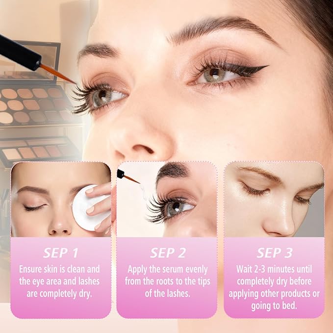 Eyelash Growth Serum with Natural Formula，Lash By Maya Serum Gentle & Vegan，Lash Essence for Eyelash Growth: Achieve Longer, Thicker, and Fuller-Looking Lashes 0.18Fl Oz (5.5ml)