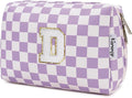 Narwey Birthday Gifts for Women Teen Girls Kids Personalized Initial Makeup Bag Monogram Preppy Cosmetic Bag Trendy Stuff 6 8 10 11 12 13 14 16 18 Years Old Travel Toiletry Bag (Purple Letter D)