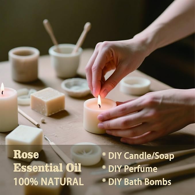 Rose Fragrance Oil-Rose Essential Oil 16.33oz (490ml)-100% Pure Natural Scent for Diffusers, Candles, Soap Making & Aromatherapy-Relaxing Home & Gift Essential Oil for Bath, Massage