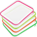 Hoolerry 4 Pcs Hard Clear Zipper Case Makeup Bags Plastic Pencil Pouch Transparent Storage Box Containers for Cosmetics, Snacks, Building Blocks, Puzzles(Fluorescent,13.8 x 11.8 x 2 in)