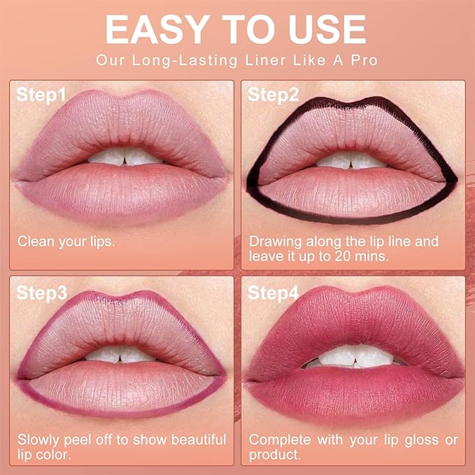 OETUIOW Lip Liner Stain, Lip Stain Moisturizing & Enhancing Complexion for All Skin Types Women, Lip Lint Waterproof & Long-Lasting (Coral)