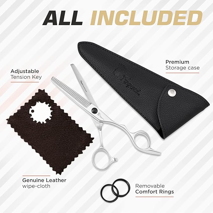 Fagaci Hair Thinning Scissors 6" with 440C Steel, Extreme Sharpness & Precise Cuts Texturizing Shears, Professional Hair Scissors, Barber Scissors Set, Slim Blades Texturizing Scissors
