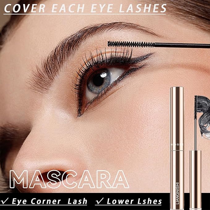 Black & Brown Mascara for Fine Short Lash & Older Women & Mulit-layered Lashes, Ultimate Length Volumizing Lower Bottom Lashes Mascara, Ultra-Precise Slim Adjustable Brush to Any Angle, Smudge-proof