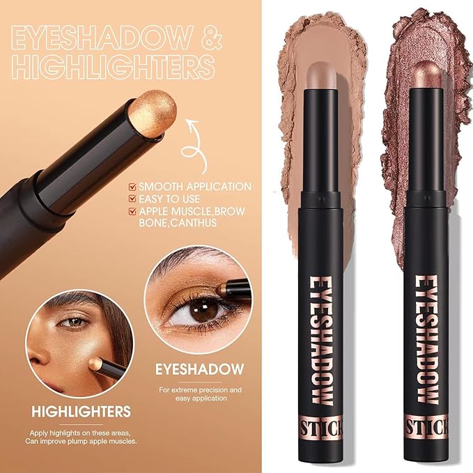 Light Taupe Nude Eyeshadow Stick Matte Eyeshadow Pencil Makeup, High Pigment Crease-proof Eye Shadow Brightener stick, Hypoallergenic Waterproof Long Lasting Eye Highlighter Stick (19#)