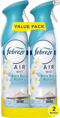 Febreze Air Mist Air Freshener Spray, Odor-Fighting Room Spray, Air Fresheners for Home and Bathroom and Kitchen, Aerosol Can, Bora Bora Waters Scent, 8.8oz, 2 Count