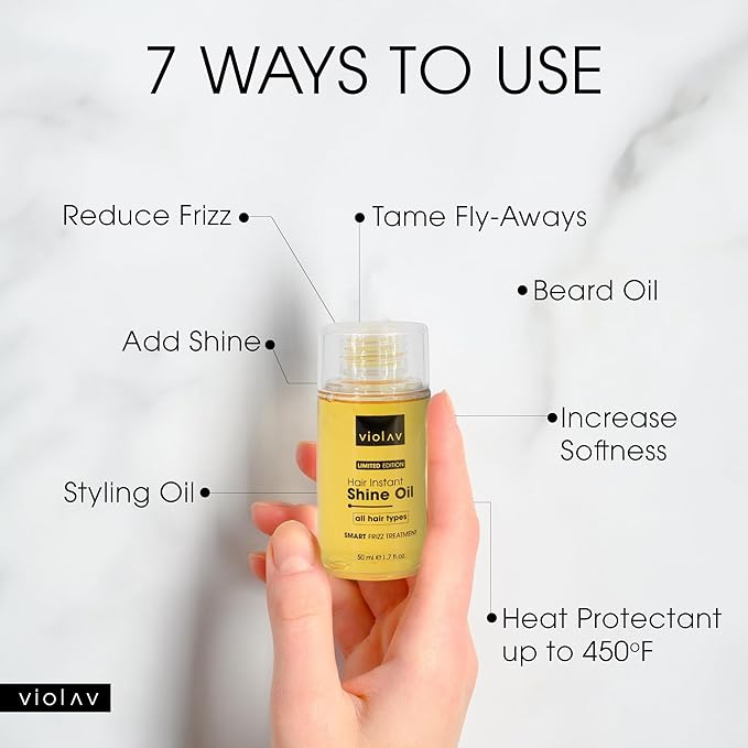 Heat Protectant for Hair - Hair Oil for Frizzy Hair, Damaged, Curly Hair | Hair Growth, Instant Shine, Strong Care Serum for Split Ends Curls - Travel Size, Anti Frizz Control [2 Pack]