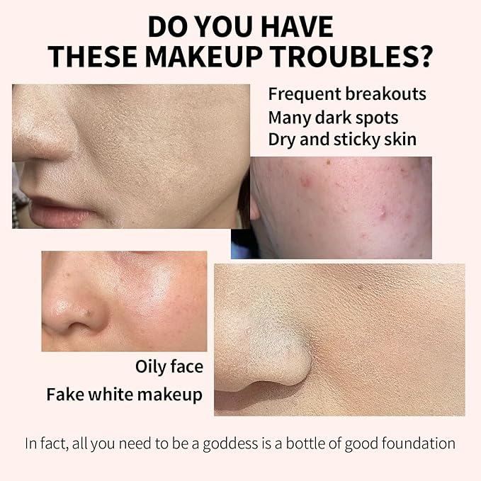 6-in-1 Makeup Infused with 1% Hyaluronic Acid- Matte + Poreless Liquid Foundation For A Glowing & Soft-Focus Look, Suitable for All Skin Types (201 Medium, 6-in-1 Makeup Foundation)