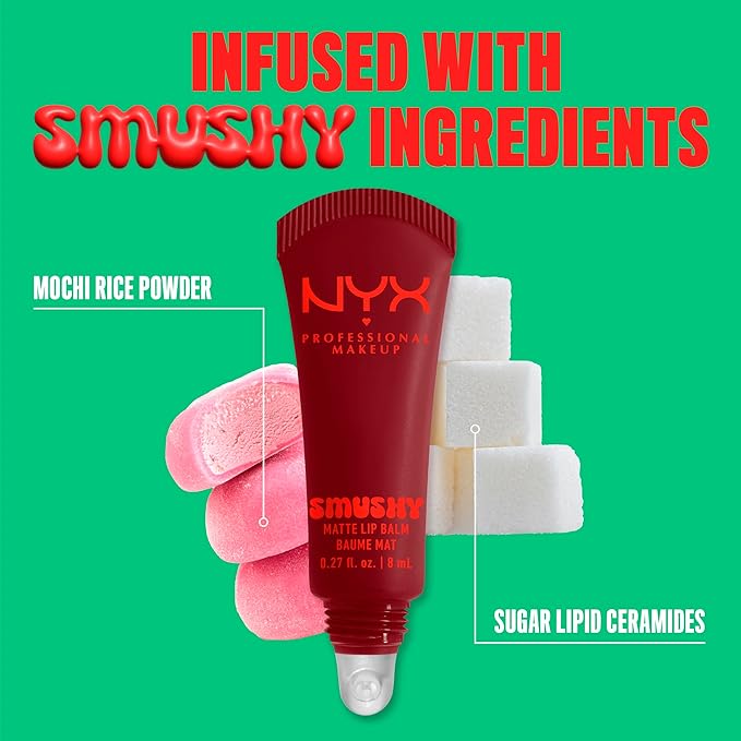 NYX PROFESSIONAL MAKEUP Smushy Matte Lip Balm, Tinted Lip Moisturizer with Soft, Matte Finish - Swipe 2 Smooth (Cherry Cola Brown)