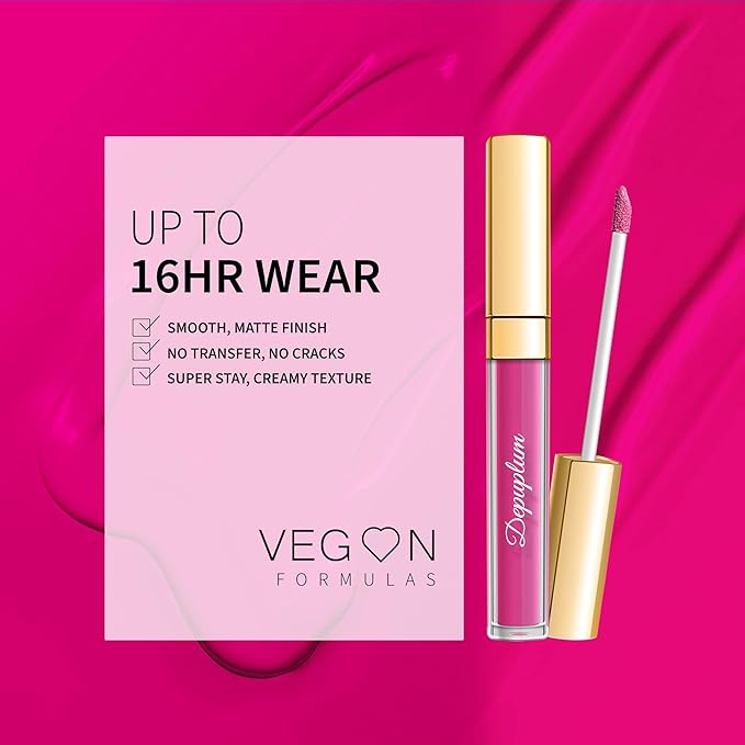 Hot Pink Lipstick Matte for Women, Color Stay Long Lasting Lipstick Smudgeproof Liquid Lipsticks, Cruelty Free Lip Color (DM06 Dream pink)