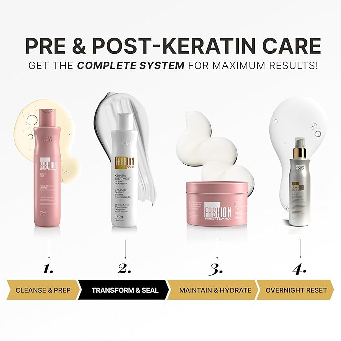 FASHION GOLD, Keratin Hair Treatment, 6 USES per Bottle, Keratina para Alisar el Pelo, Alisado Brasileño Keratina Permanente, Alisados Organicos SIN FORMOL, Nanoplastia, 300 grs