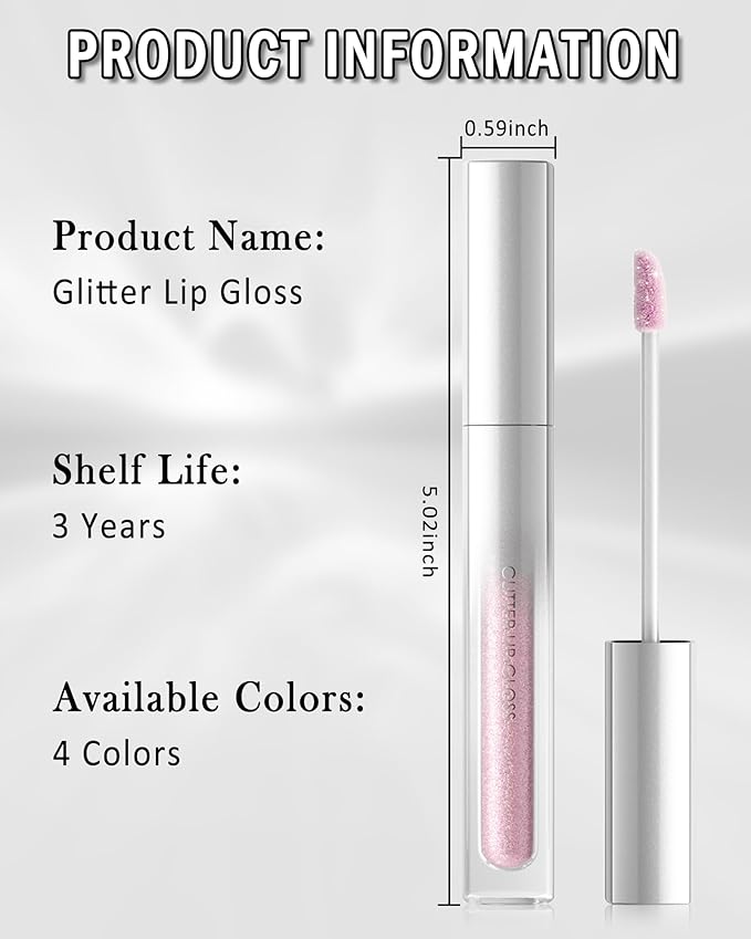 Glitter Sheer Plum Lip Gloss, Matte Metallic Shimmer Non-Stick Lip Gloss,Long-Lasting Waterproof Smudge Proof Liquid Lipstick Lipgloss,Sparkle Diamond Lip Tint Stain, Makeup Gift for Women Girl-08
