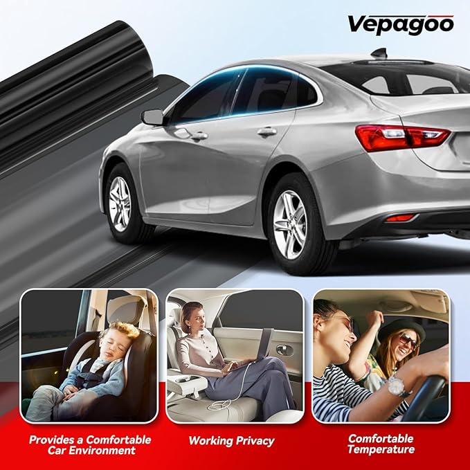 Vepagoo Nano Ceramic Car Window Tint Film 35% VLT- 20" in 30Ft Privacy Window Tint, Blocks UV/IR Rays, Heat & Glare - Scratch Resistance Car Window Film
