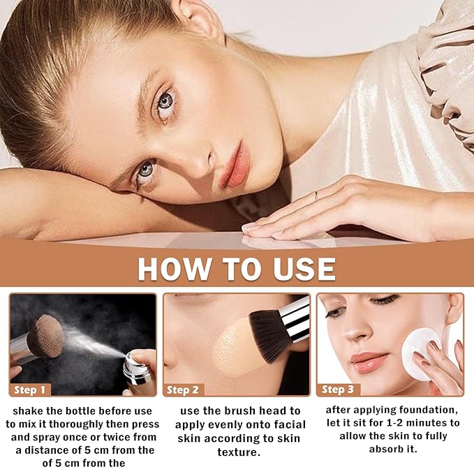 Airbrush Foundation Makeup Spray Full Coverage Foundation for Mature Skin,Long-lasting Airbrush Flawless Setting Spray,Waterproof Foundation for Smooth Radiant Skin (08 Tan)