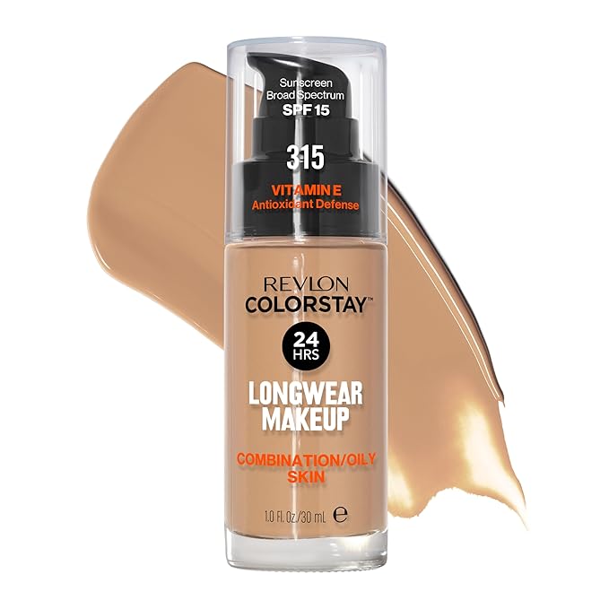 Revlon Liquid Foundation, ColorStay Face Makeup for Combination & Oily Skin, SPF 15, Medium-Full Coverage with Matte Finish, 315 Butterscotch, 1 Fl Oz