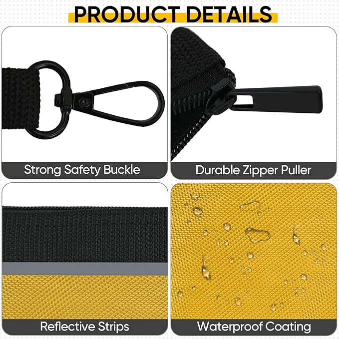 TICONN Tool Pouches with Zipper, 1680D Oxford Small Tool Bags, Waterproof Utility Bag Zipper Pouch for Tool Organizers and Storage (3 Pack Small)