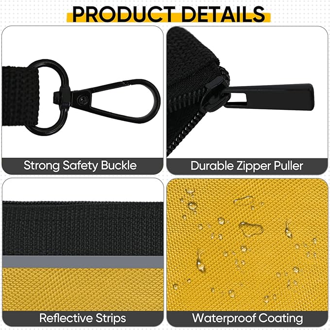 TICONN Tool Pouches with Zipper, 1680D Oxford Small Tool Bags, Waterproof Utility Bag Zipper Pouch for Tool Organizers and Storage (9 Pack Small)