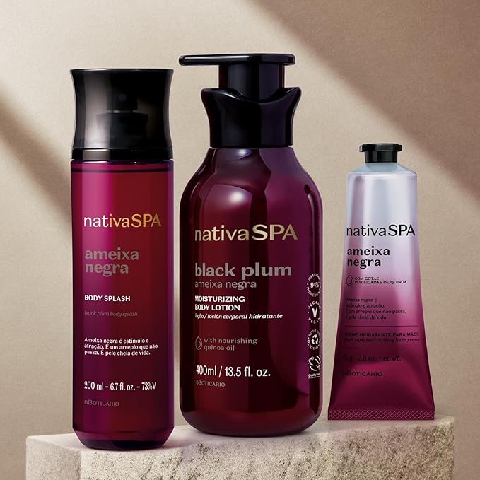 Nativa SPA by O Boticário, Black Plum Moisturizing Body Lotion, Long-Lasting Hydration and Lightweight, Fragranced Moisturizer, 13.5 Ounce