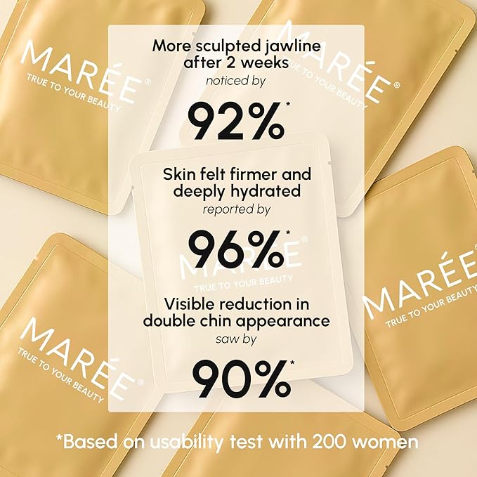 MAREE V Line Lifting Mask with 24K Gold – Deep Collagen Face Mask for Women – Jawline Shaper Mask with Retinol & Hyaluronic Acid – Neck Tightening & Firming - Double Chin Strap for Face Lift