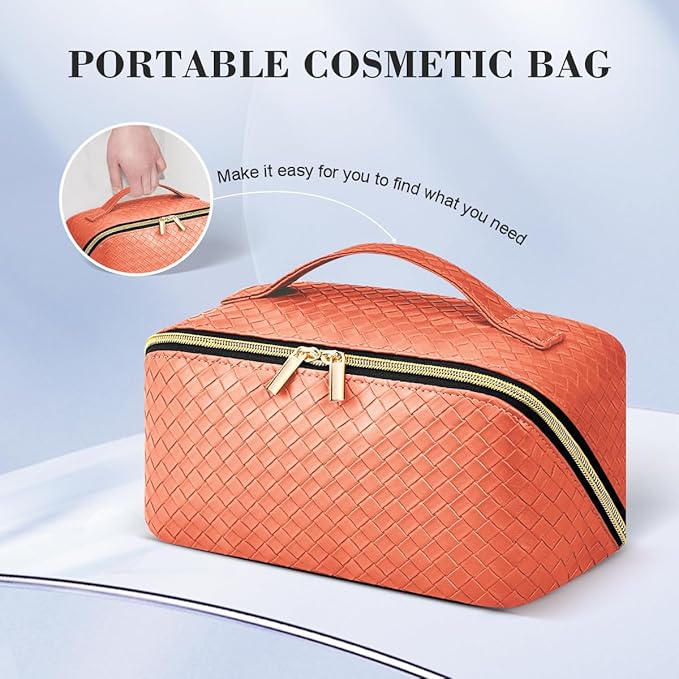 Personalized Initial Makeup Bag,Christmas Gifts for Girl,Preppy Bag Cosmetic Travel Bag Women,Travel Toiletry Organizer,Large Capacity Corduroy Stuff Bag,Cute Cosmetic Pouch Skincare Bag-BR