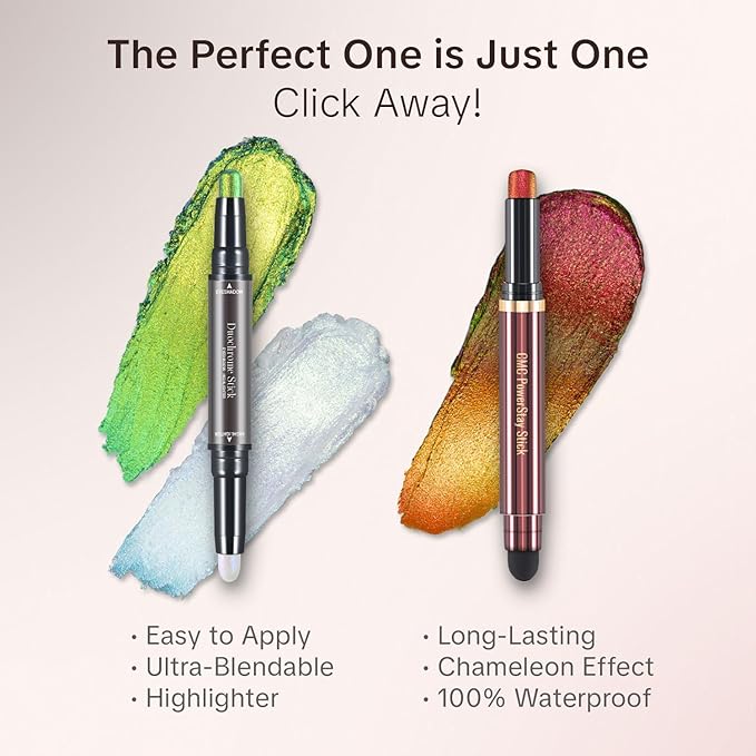 CHARMACY New Duochrome Long Stay Eyeshadow Stick, Creamy Eye Shadow Stick, Multicolor-Shifting Glitter Eyeshadow, Waterproof & Smudge-Proof, High Pigmented, Built-in Smudger #06