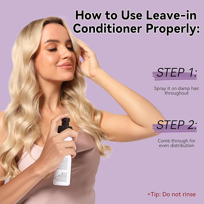 ALFHEIM Lavender+ Purple Leave-In Spray for Blonde, Silver & Color-Treated Hair – Anti-Brass Toning, Detangling & Heat Protection – with Quinoa Extract & Vitamin E – Sulfate Free – 5.4 oz / 160 ml