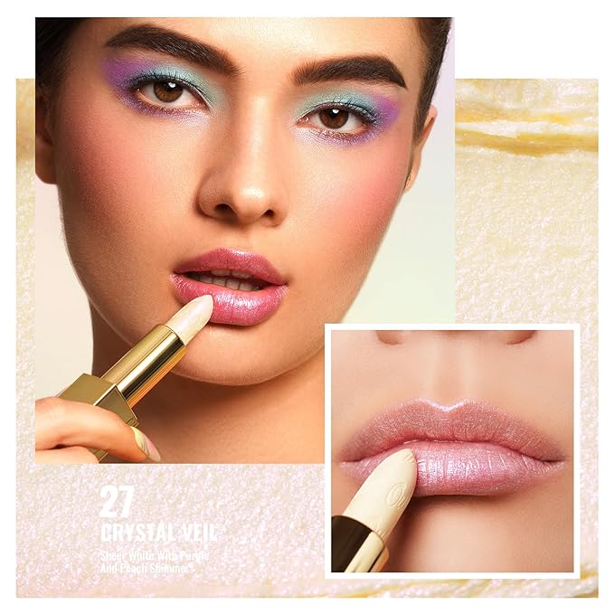Oulac Metallic Light Pink & Sheer Lipstick Set - 2PCS Vegan Lightweight Hydrating Formula with High Impact Lip Color for Full Coverage Lip Makeup, Christmas Gifts for Women, 13+27