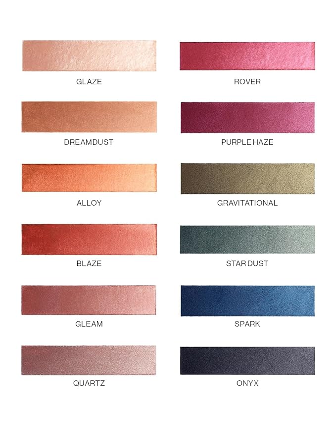 MAKE Beauty Multi-Chromatic Eye Shadow. Metal Reflecting Luminous Foil Finish Creamy, Buildable, Dimensional Long-wear, Crease-proof Powder Eyeshadow, Multichrome Shade - Onyx, Slate Grey
