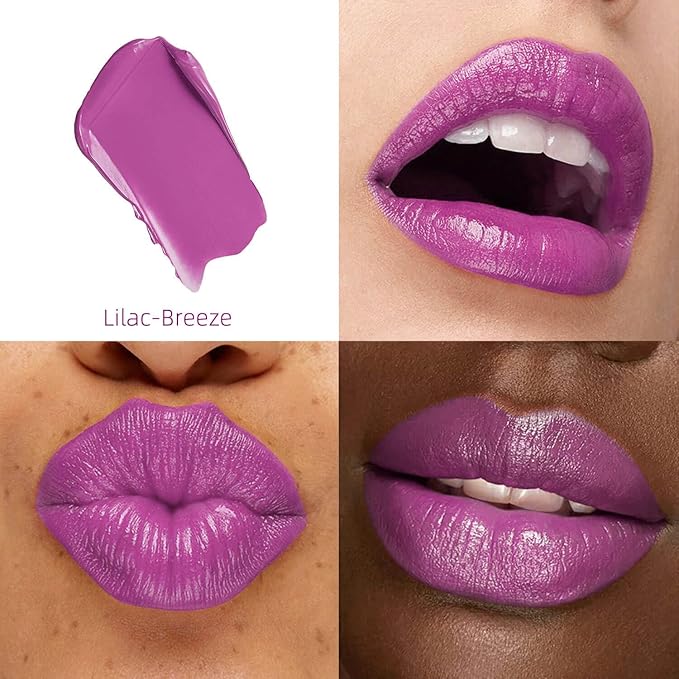 2-Pack Purple & Nude Pink Moisturizing Lipstick Set – Hydrating Creamy Lip Color for Dry, Cracked Lips, Weightless Glossy Lip Balm with Vitamin E, Long Lasting Vegan Lipstick(Hold me/Lilac Breeze)