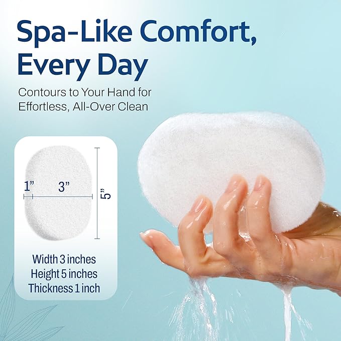 HartFelt Bath Sponges for Shower Women & Men | Soft Exfoliating Body Sponge for Dead Skin | Chemical-Free Sponges for Body | Cleanses Skin from Dirt & Excess Oil | Made in USA - Pack of 2