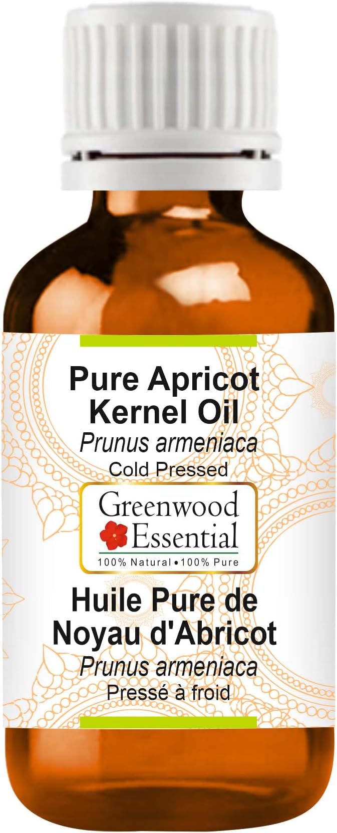 Greenwood Essential Pure Apricot Kernel Oil (Prunus armeniaca) Cold Pressed 100ml (3.38 oz)